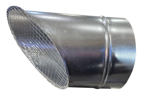 Косой или скошенный участок воздуховода круглого сечения с сеткой Ф140-150-45  Лист.нерж. (AISI 430) 0.50 [Сетка сварная/-]
